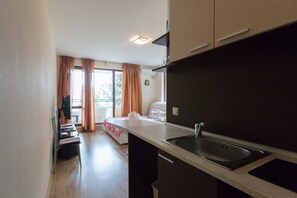 Family Studio, 1 Double Bed, Terrace, Sea View | Private kitchenette | Fridge, microwave, stovetop, coffee/tea maker - Beach Studio with Sea View (Nessebar)