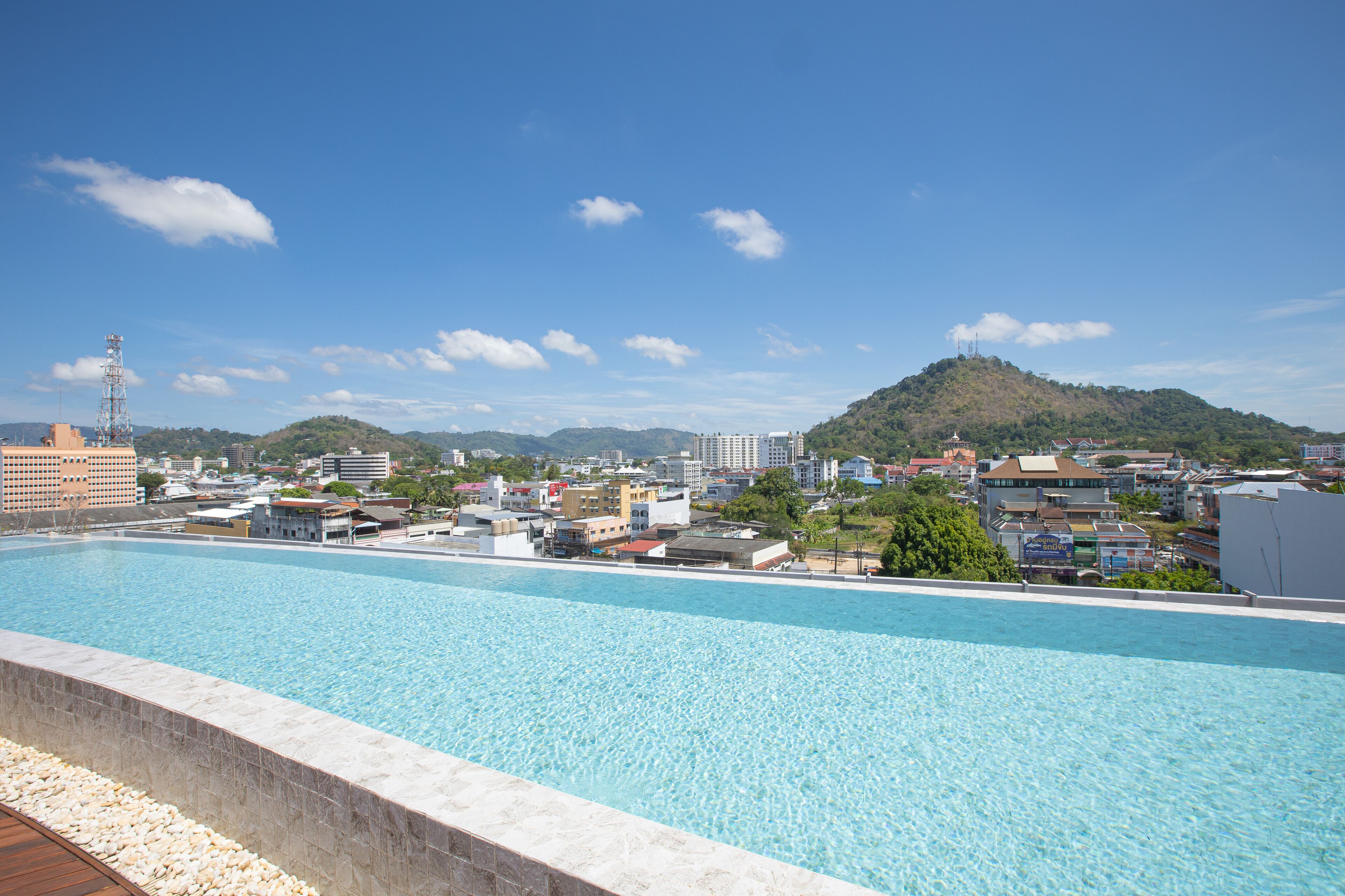 outdoor pool, pool loungers