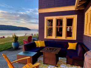 Terrace/patio - SHABBY CHIC WATERFRONT RETREAT serene low bank waterfront home w/ gas fire pit. (Vashon)