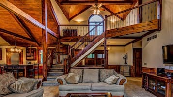 TV, fireplace, foosball, stereo