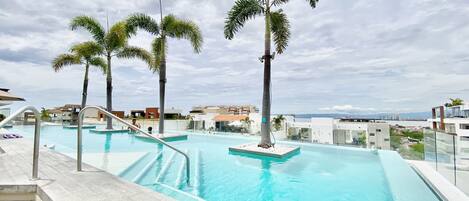 Outdoor pool, a rooftop pool