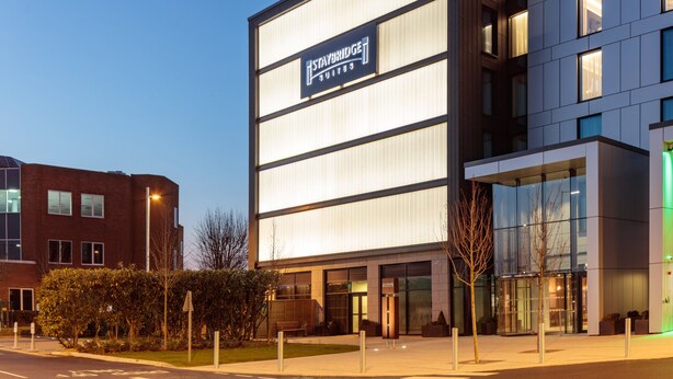 A modern hotel building with a prominent Staybridge Suites sign. - Staybridge Suites London Heathrow - Bath Road by IHG (West Drayton)