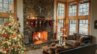 CUSTOM LOG HOME WITH FIREPLACE, FIRE-PIT AND HOT TUB