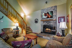 TV, fireplace, DVD player