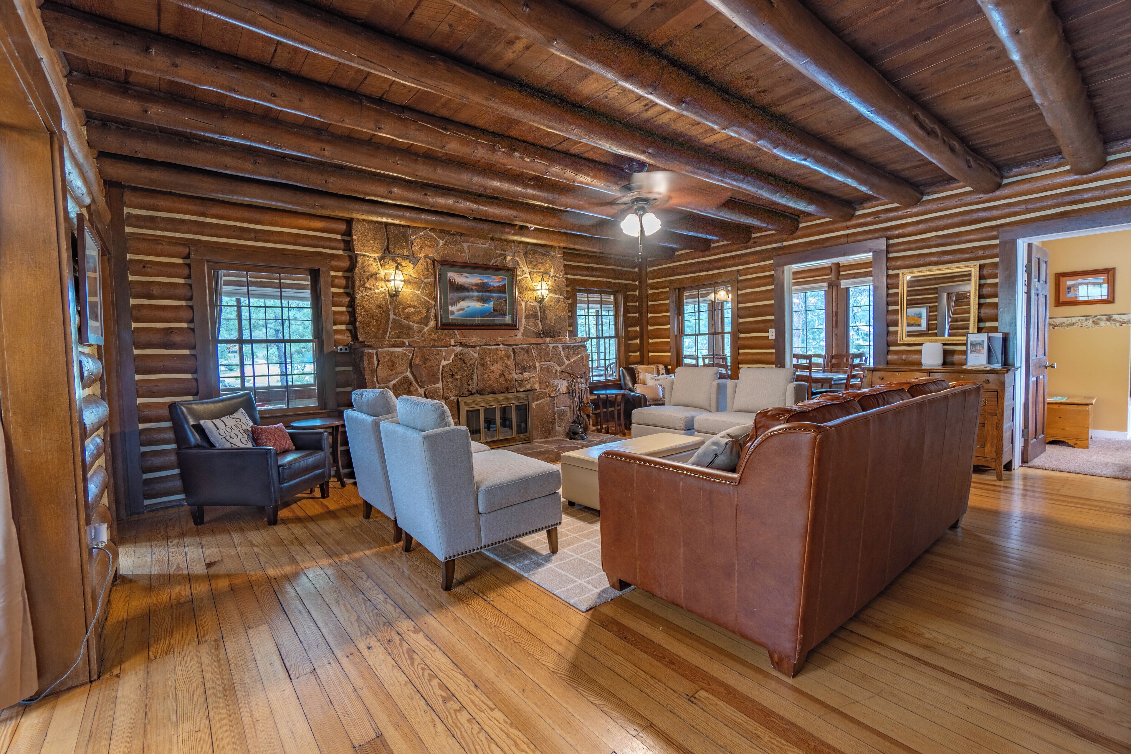 TV, fireplace, DVD player, books