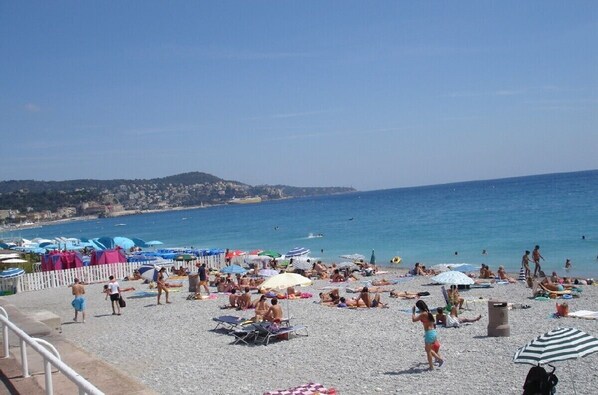 On the beach, beach towels