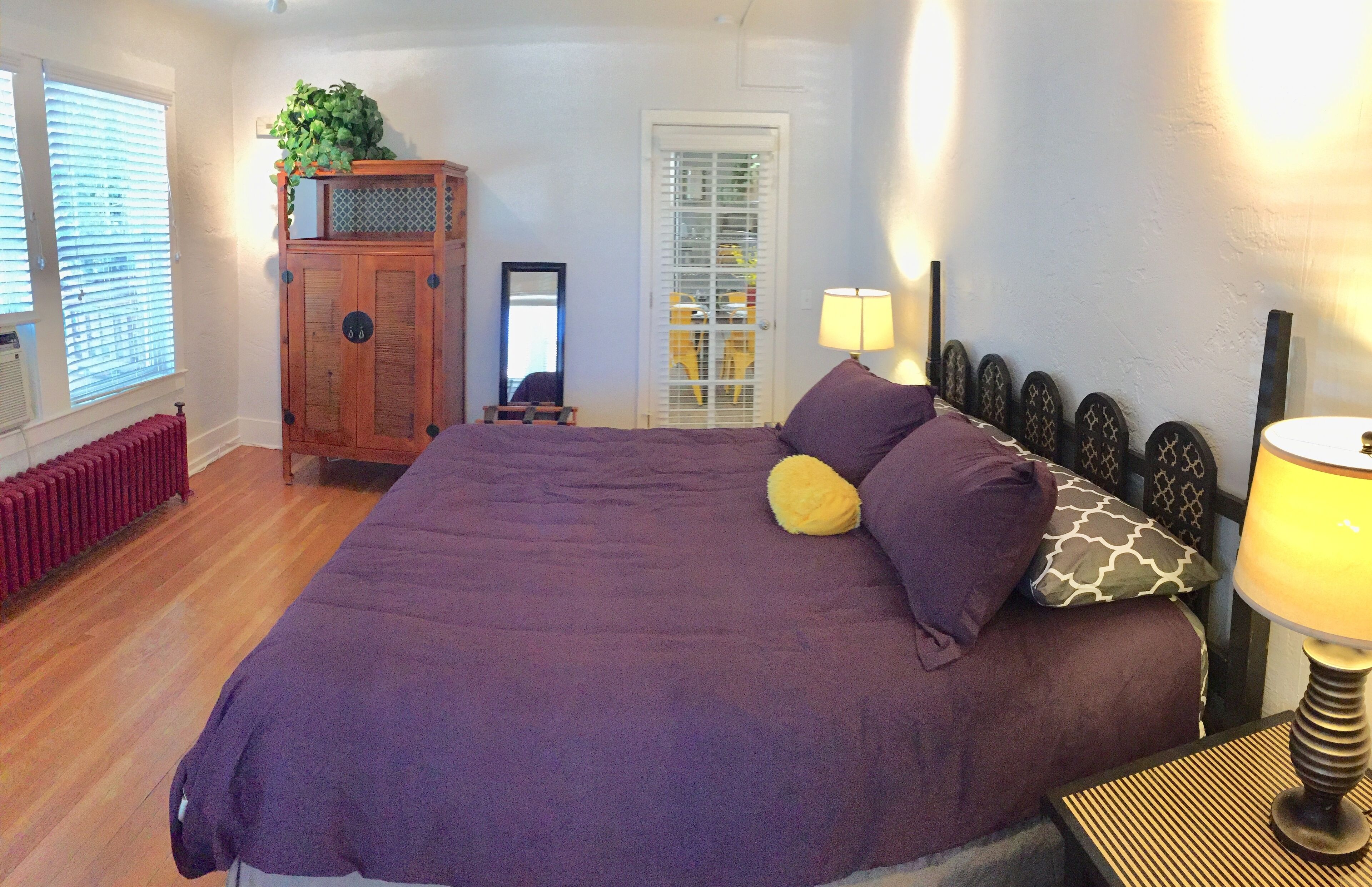 Spacious bedroom and king size bed