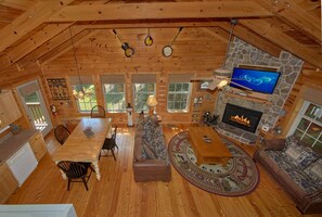 Smart TV, fireplace, DVD player