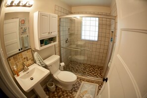 Shower, hair dryer, towels, soap - Breezy, Quaint, and Dog- Friendly North End duplex.  (Virginia Beach)