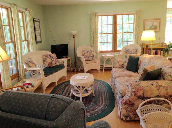 Smart TV, DVD player, books, stereo