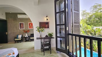 Doppia Deluxe, balcone | Biancheria da letto di alta qualità, copriletto in piuma