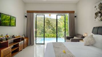 Luxury Room, 1 Bedroom, Private Pool, Valley View | 1 bedroom, hypo-allergenic bedding, minibar, desk