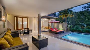 Vila Mewah, 1 kamar tidur, kolam renang pribadi, pemandangan kolam renang | Area keluarga | TV layar datar