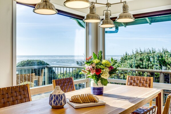 Wonderful ocean views from the dining room and living room.