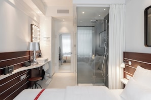 Nest Room | Bathroom | Shower, rainfall showerhead, designer toiletries, hair dryer