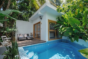 Luxury Double Room, Private Pool, Pool View | 1 bedroom, in-room safe, free WiFi, bed sheets - Casa del Pavo Real Boutique Hotel (Dibulla)