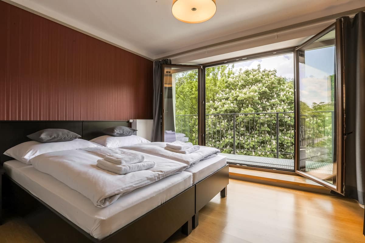 Panoramic Double Room, Balcony, River View | Hypo-allergenic bedding available, in-room safe, blackout drapes
