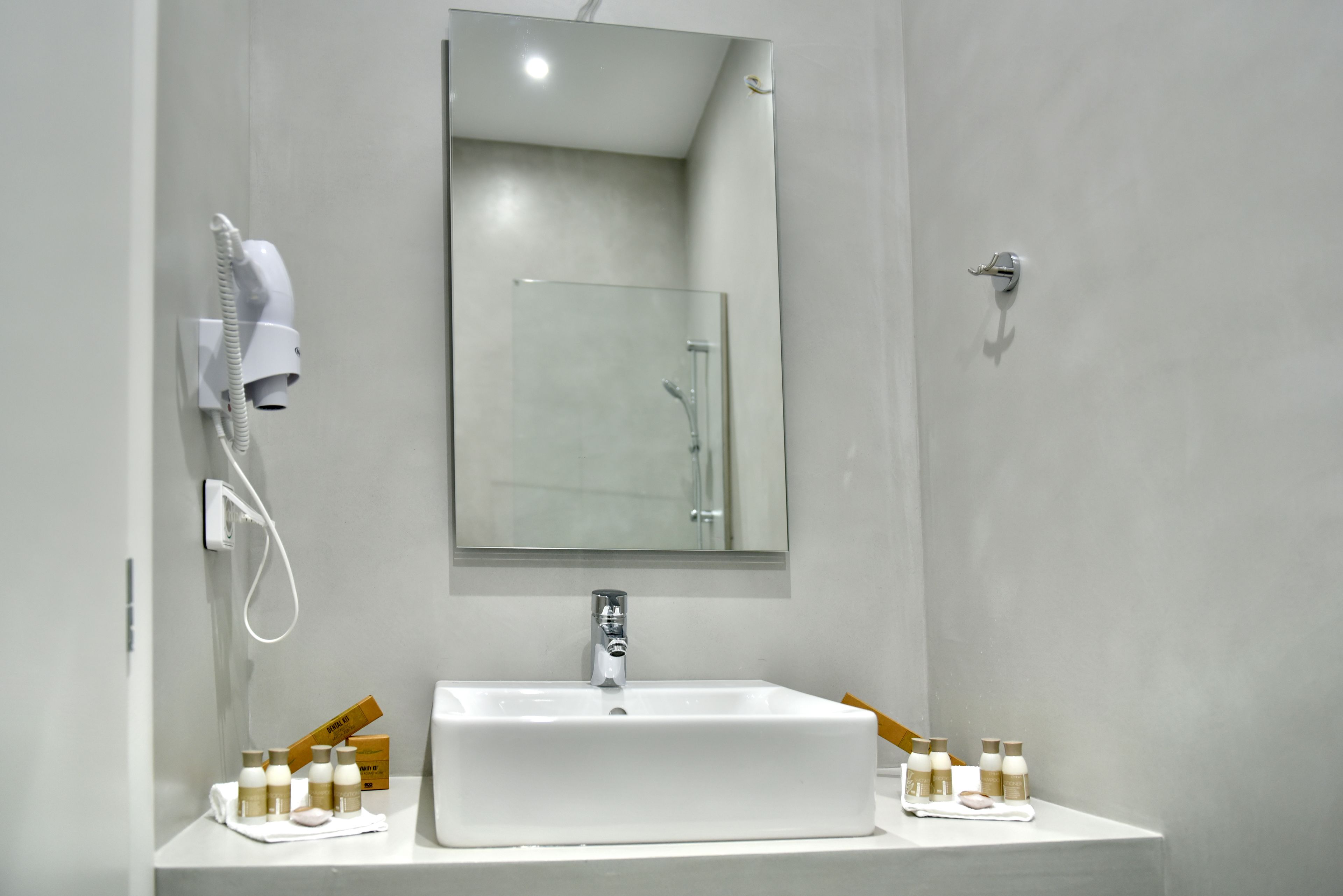 standard room (twin/triple no view) | bathroom | shower, free toiletries, hair dryer, towels