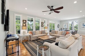 TV, DVD player, books