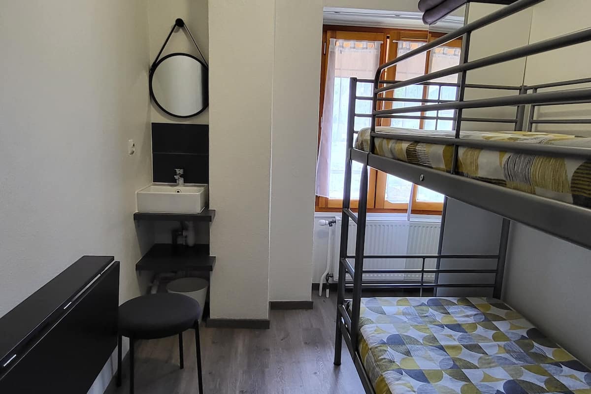 Standaard eenpersoonskamer, gedeelde badkamer, uitzicht op bergen (Chambre Col de Sarenne) | 1 slaapkamer, individueel gedecoreerd, individueel gemeubileerd