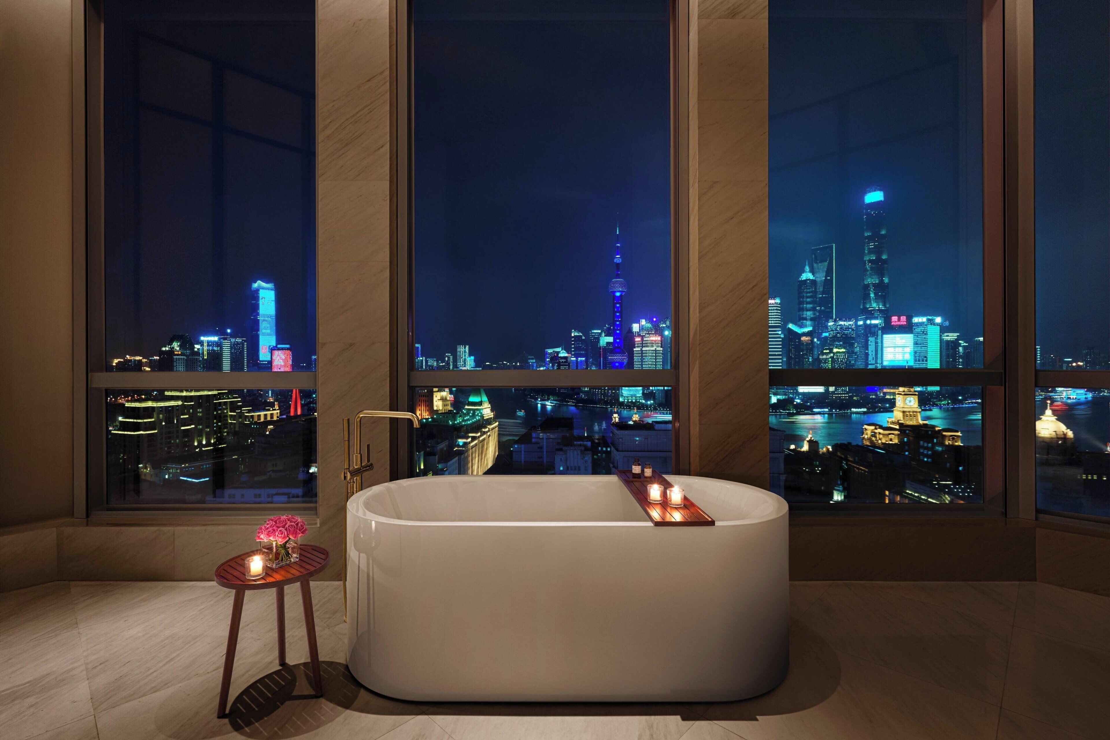 penthouse suite | bathroom | separate bathtub and shower, deep-soaking bathtub, rainfall showerhead