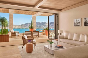 스위트, 침실 1개, 바다 전망 | 고급 침구, 오리/거 위털 이불, 템퍼페딕 침대, 미니바