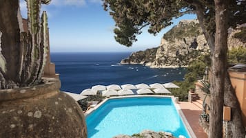 2 udendørs pools, åben fra kl. 10.00 til kl. 18.00, parasoller