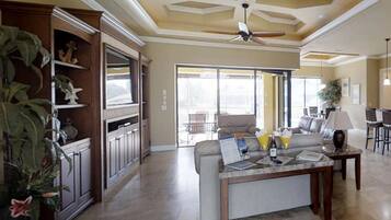 House, 3 Bedrooms, Private Pool, Canal View | Living room | Flat-screen TV