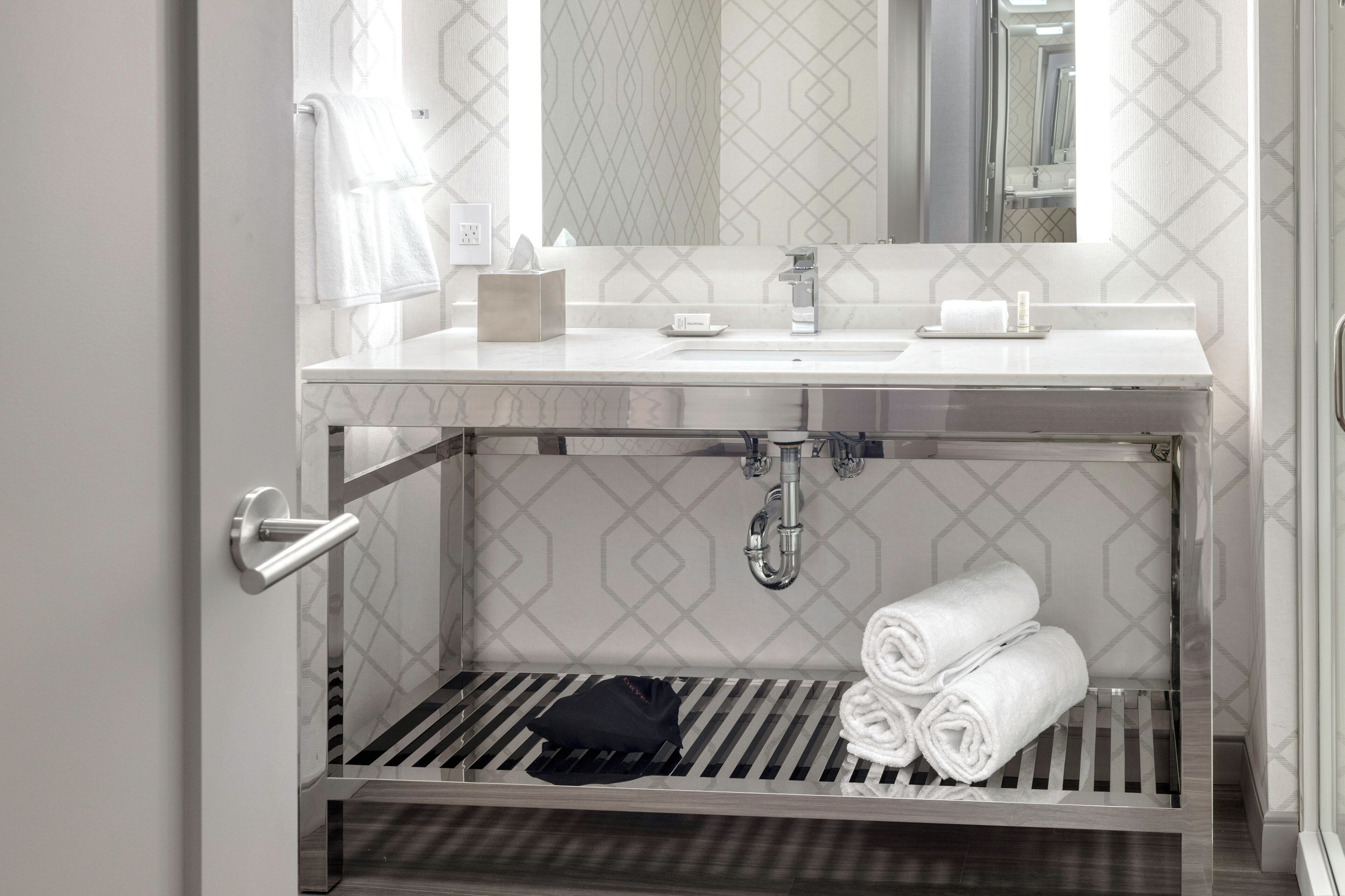 free toiletries, hair dryer, towels