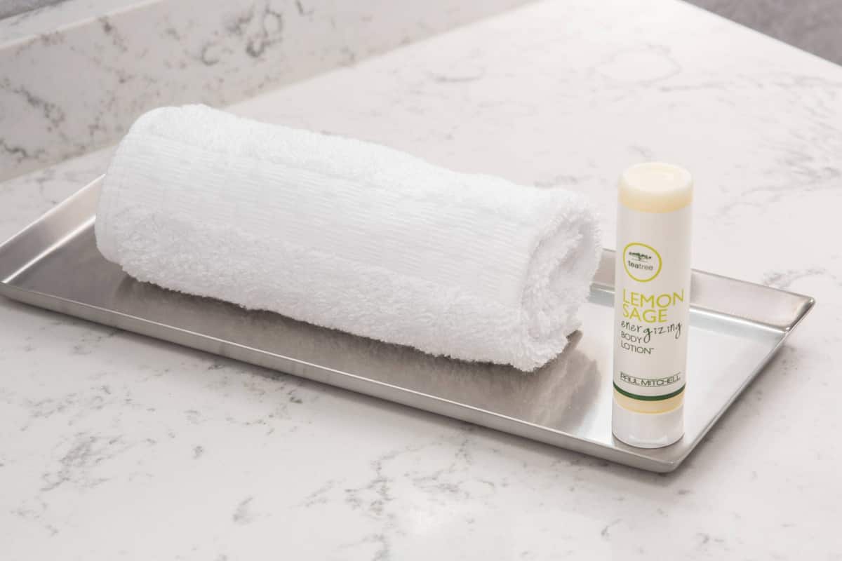 free toiletries, hair dryer, towels, soap