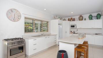 Deluxe Villa, 3 Bedrooms, Beach View, Poolside | Private kitchen | Espresso maker, coffee/tea maker, electric kettle, dining tables