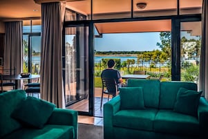 Flat-screen TV, DVD player