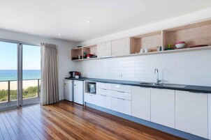 Deluxe Apartment, 2 Bedrooms, Ocean View | Private kitchen | Full-size fridge, microwave, stovetop, espresso maker