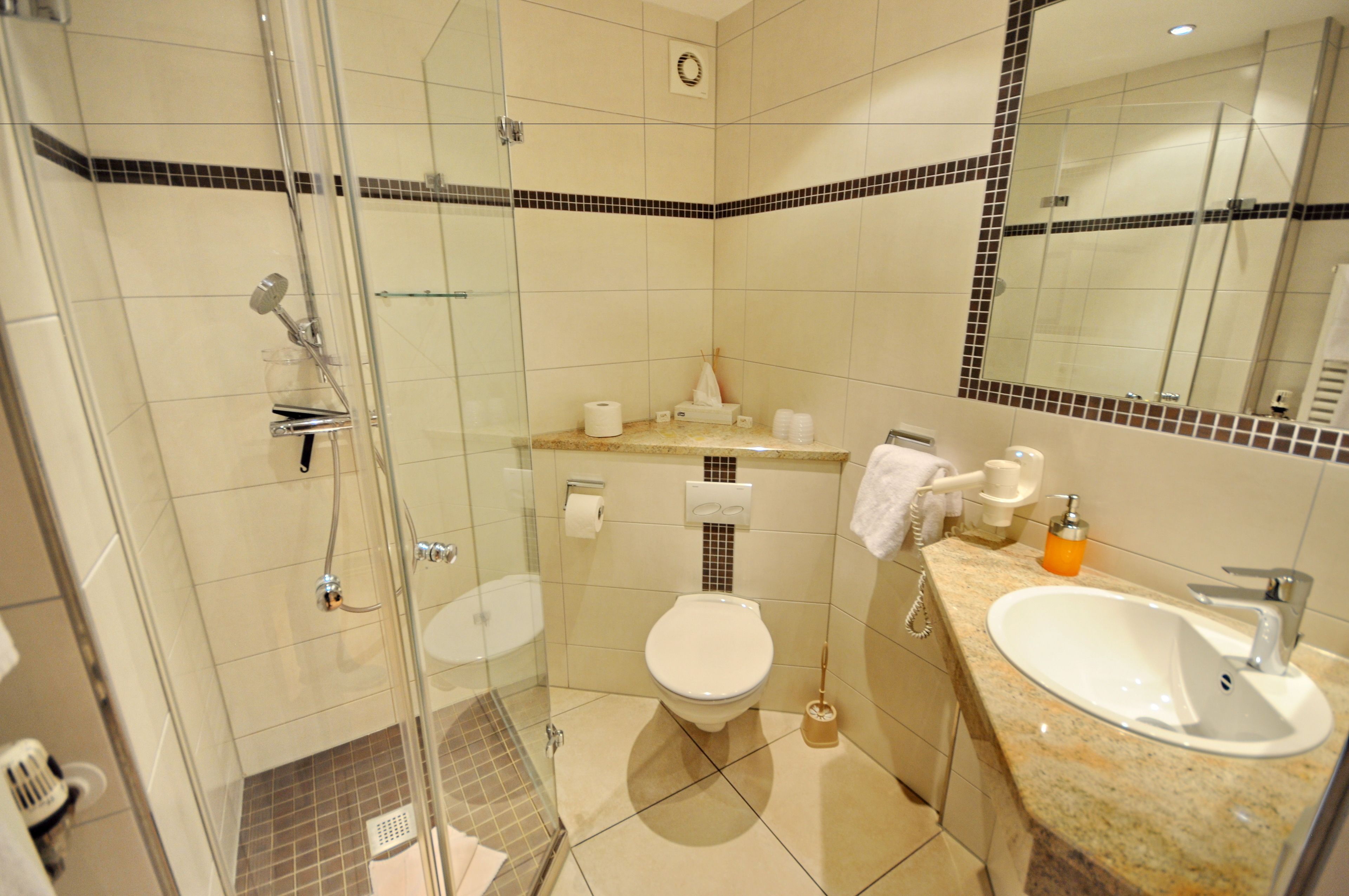 Classic-Doppelzimmer | Badezimmer | Dusche, Handtücher
