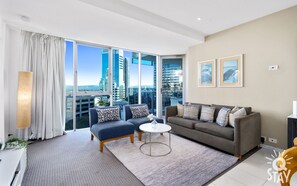 Apartment, 2 Bedrooms, City View | Living area | LCD TV - H'Residences - Q Stay (Surfers Paradise)