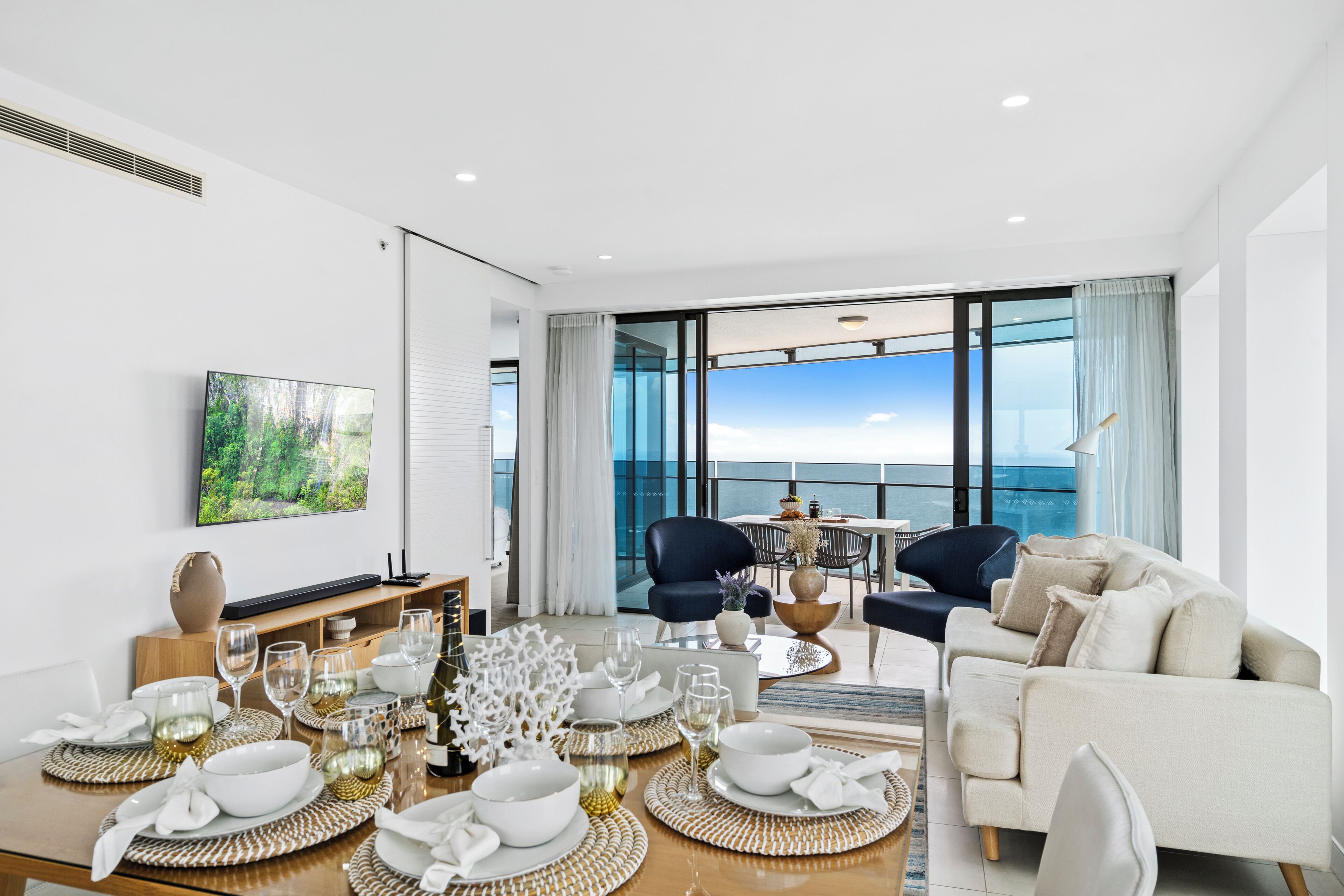 Apartment, 3 Schlafzimmer, Meerblick | Wohnbereich