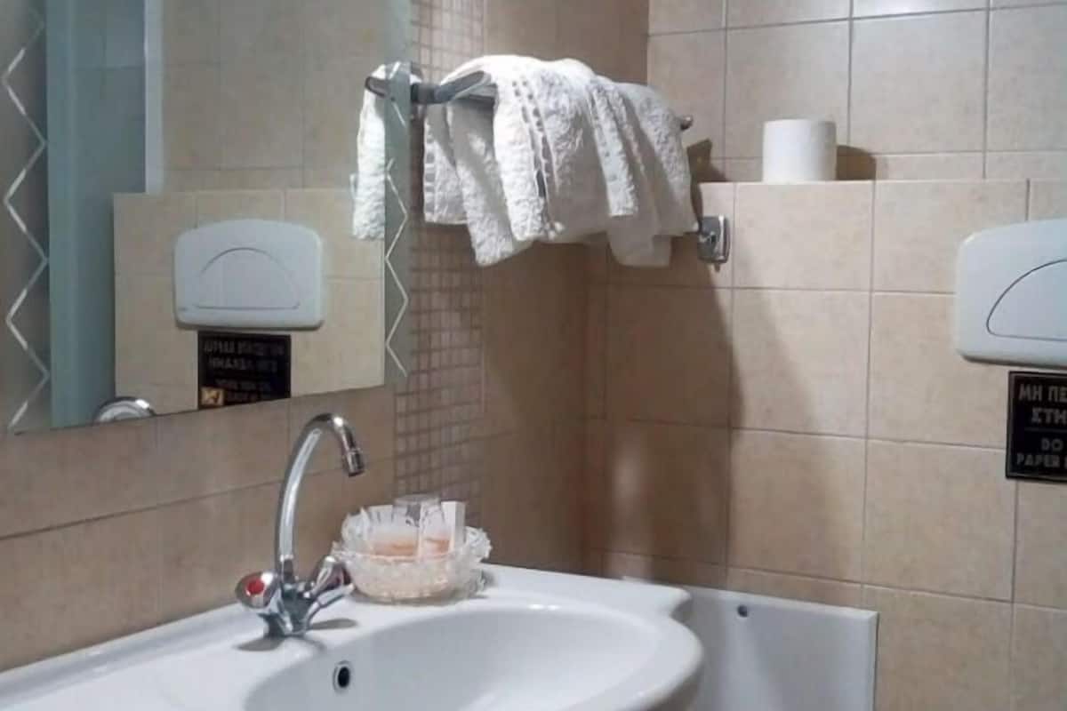 free toiletries, hair dryer, towels