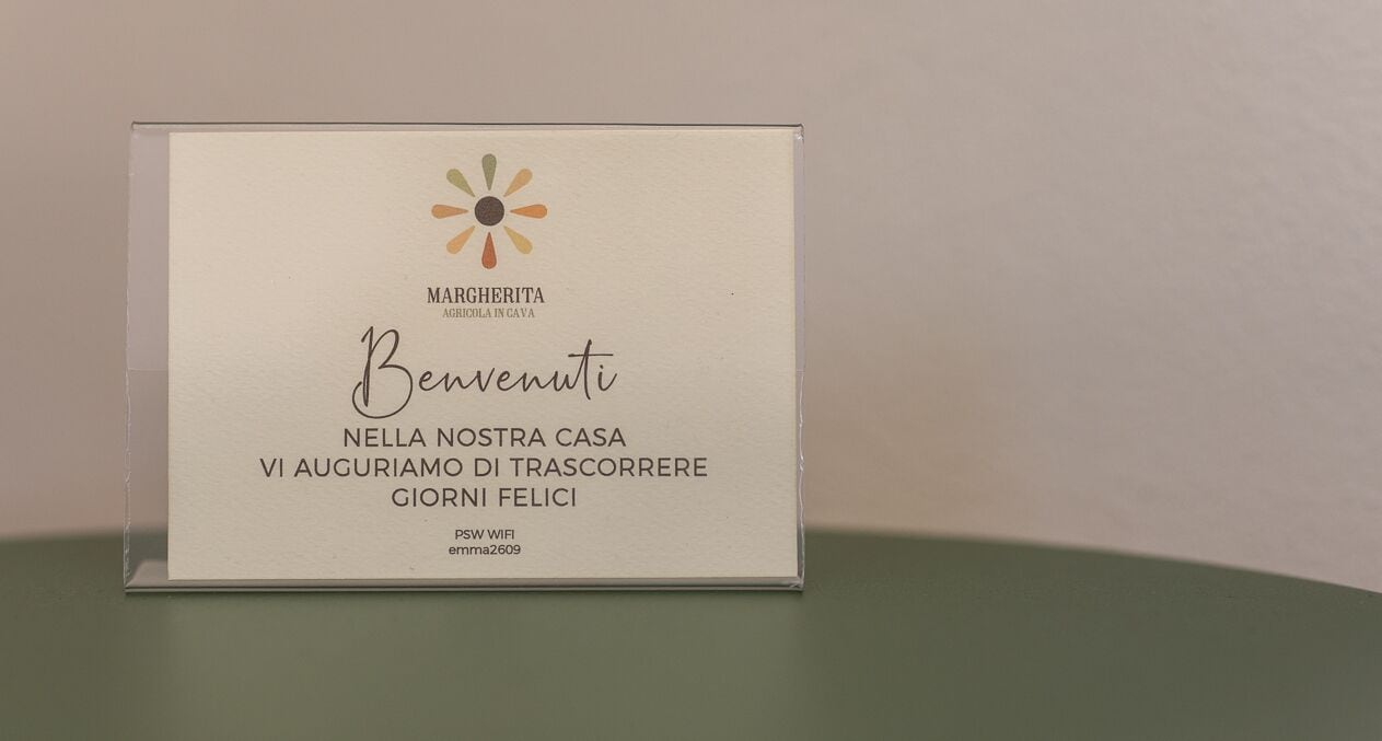 Velkomstkort til Margherita Acqualina i Gava.