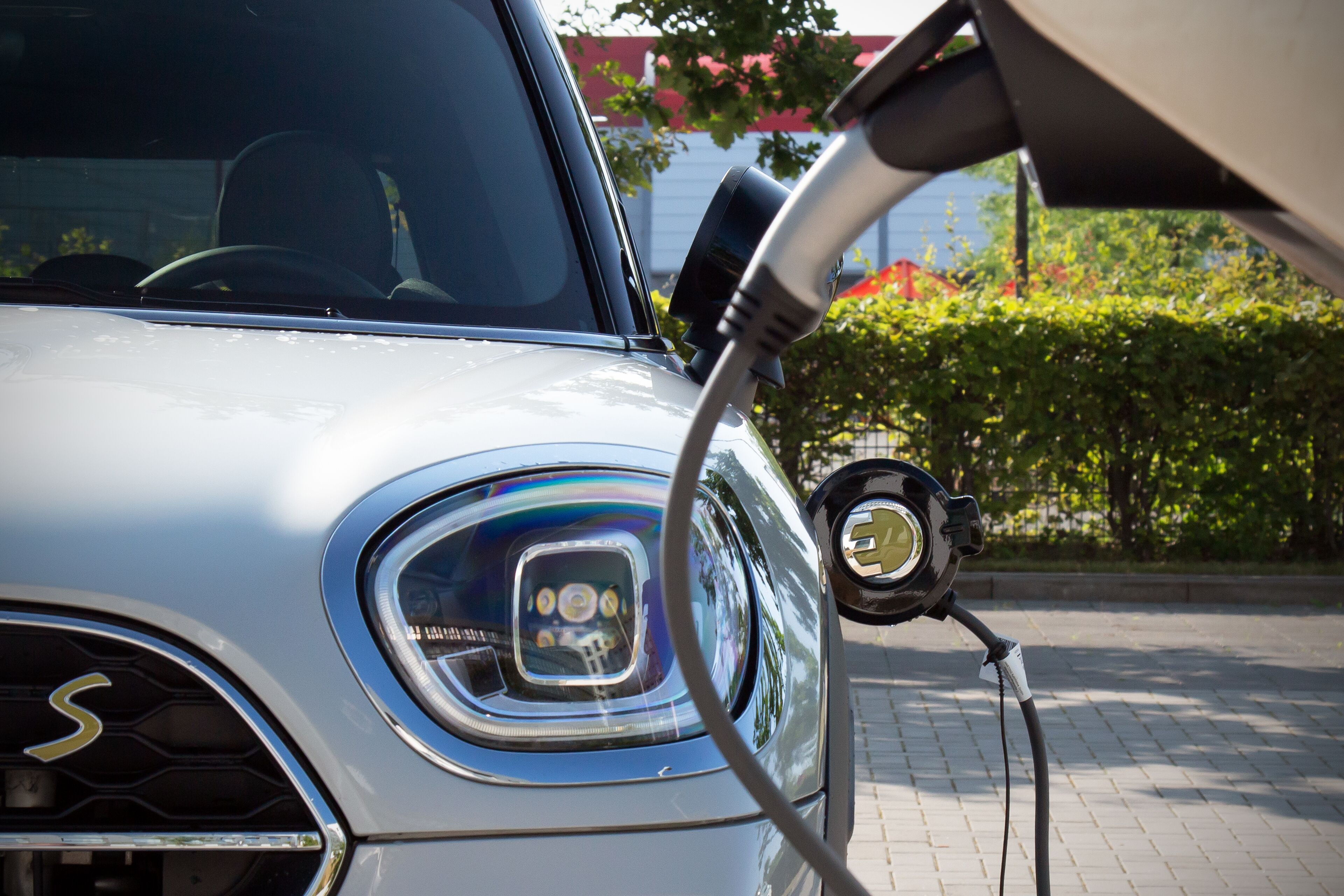 A car charging at a station.