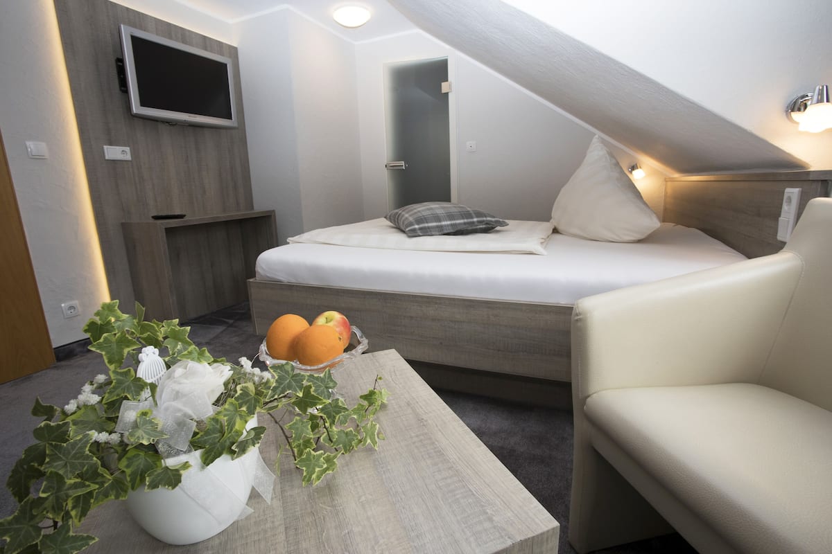 Comfort eenpersoonskamer | Woonruimte | Een flatscreentelevisie