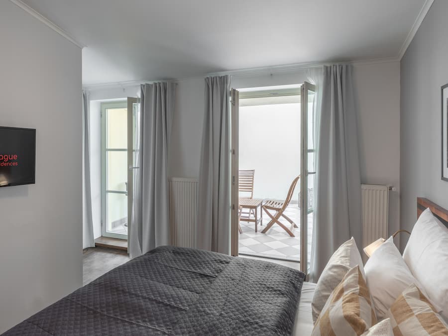 Apartment, 1 Bedroom, Terrace | In-room safe, desk, blackout drapes, iron/ironing board