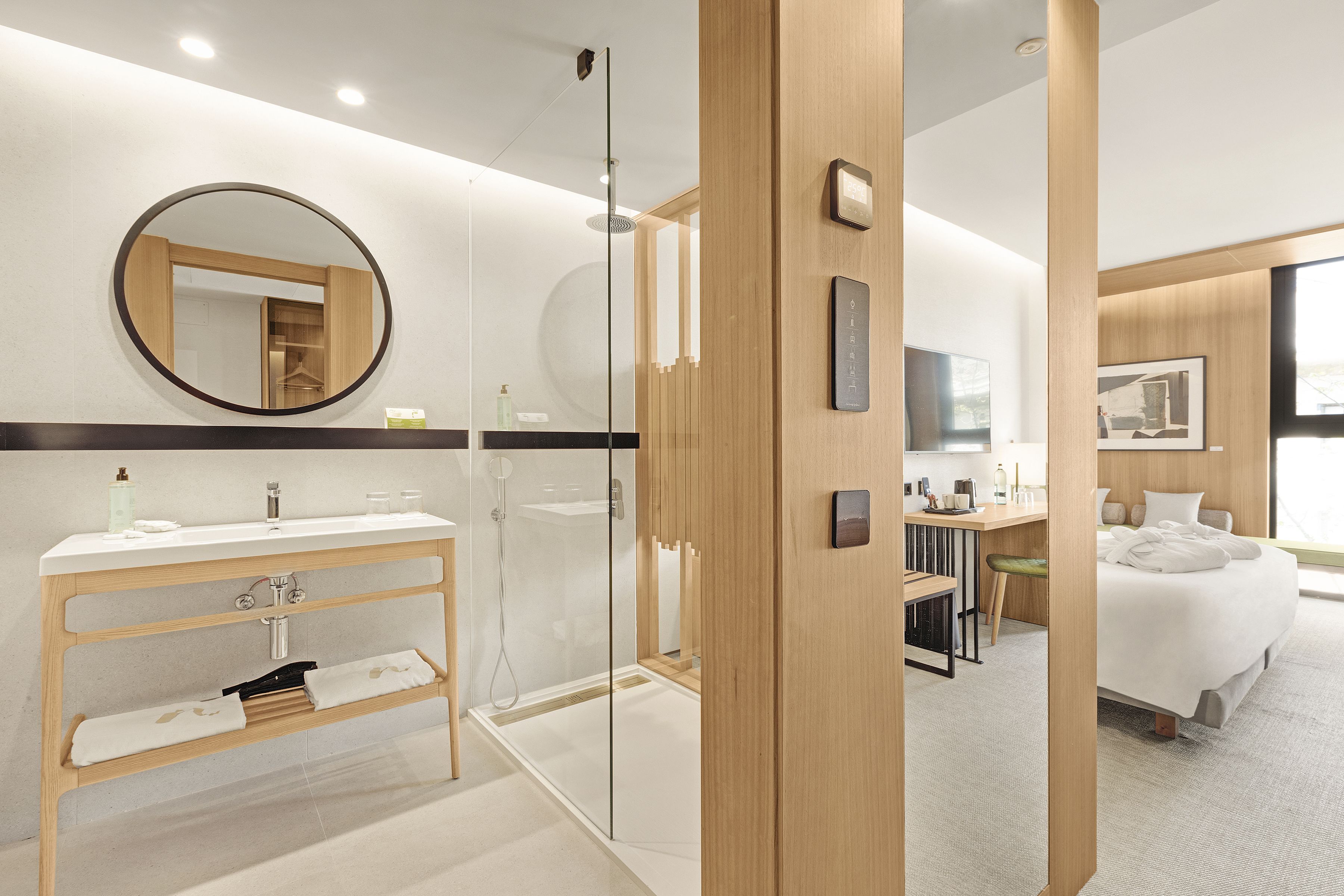 shower, free toiletries, hair dryer, bathrobes