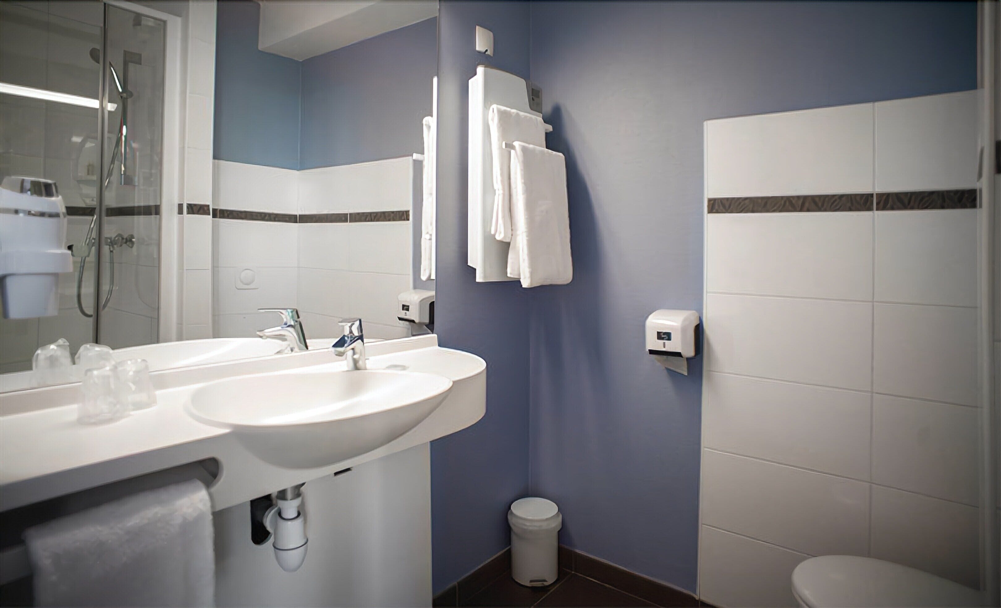 free toiletries, hair dryer, towels