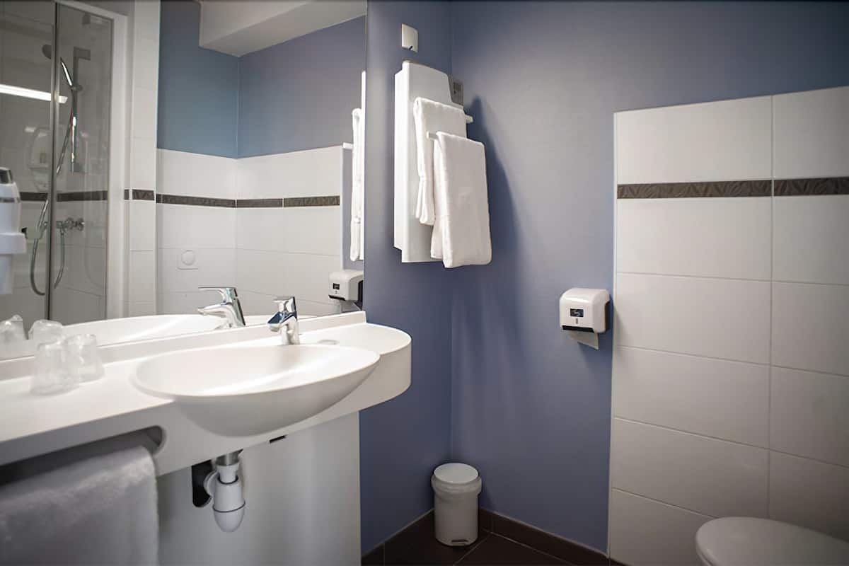 free toiletries, hair dryer, towels