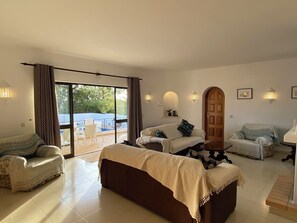 Smart TV, fireplace, DVD player, books