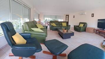 Télévision, lecteur de DVD, table de tennis de table