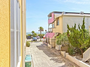 Enjoy the ocean views from this two-story residence's balcony.