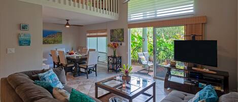 TV, DVD player, stereo