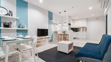 Appartamento familiare, 2 camere da letto, cucina | Area soggiorno | Smart TV 41 pollici con canali digitali, TV, Netflix