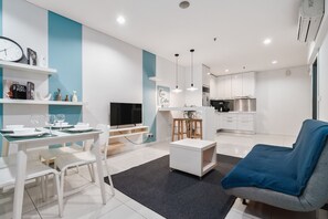 Appartamento familiare, 2 camere da letto, cucina | Area soggiorno | Smart TV 41 pollici con canali digitali, TV, Netflix